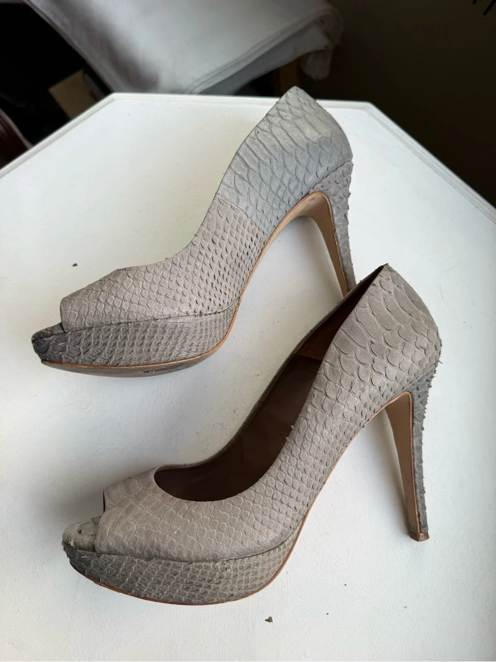 Zara Grey Snakeskin Stilettos sz 10 - Picture 3 of 8